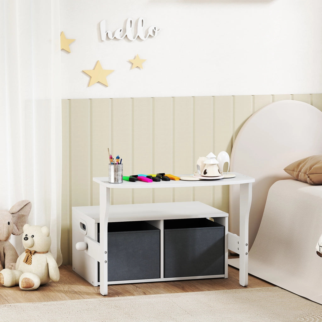 Set tavolo e sedie bambini 3 in 1 convertibile ¨C Xylo ¨C con contenitore portagiochi bianco