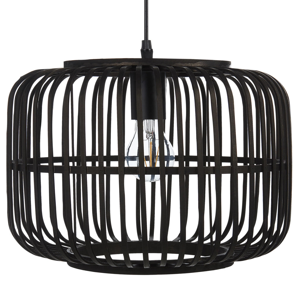 Lampadario a sospensione legno di bambù nero 128 cm lampadario a gabbia boho