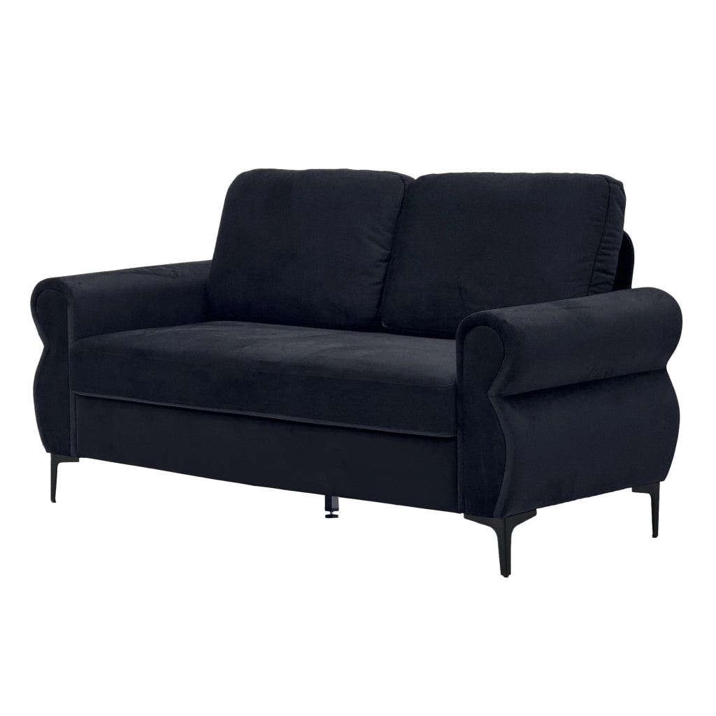 Divano 2 posti compatto con altezza seduta ergonomica e rivestimenti sfoderabili in Poliestere Nero 173.5 cm