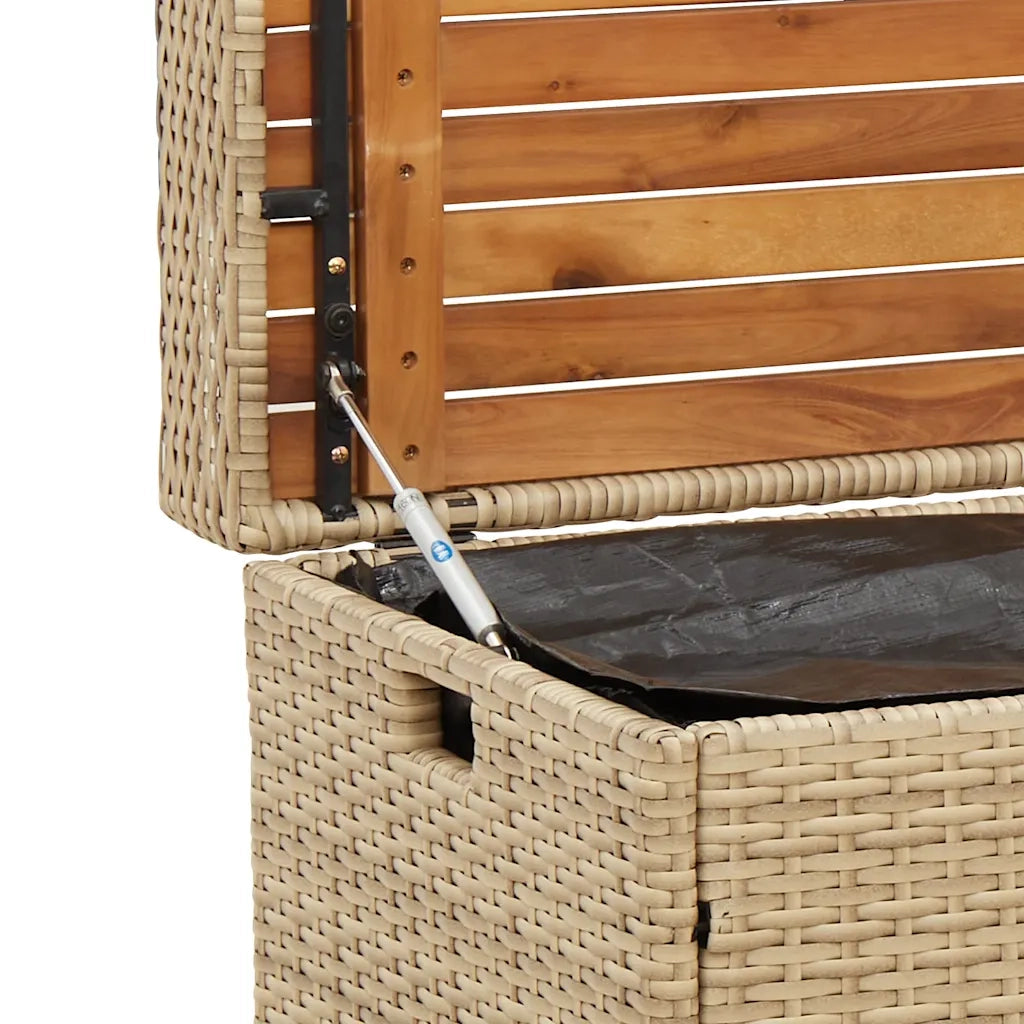 Panca Portaoggetti Beige Misto 100x50x52 cm Polyrattan e Acacia 365951