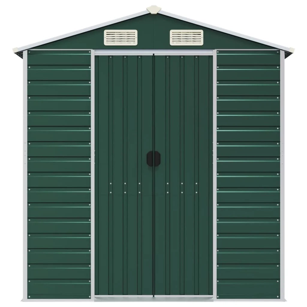 Casetta da giardino cabina ripostiglio casetta da esterno robusta casetta per attrezzi 191 x 470 x 198 cm acciaio zincato verde 02_0022351