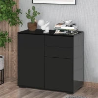 Mobiletto Multiuso per Casa e Ufficio con 2 Cassetti e 2 Armadietti, Apertura a Pressione, 79x36x74cm