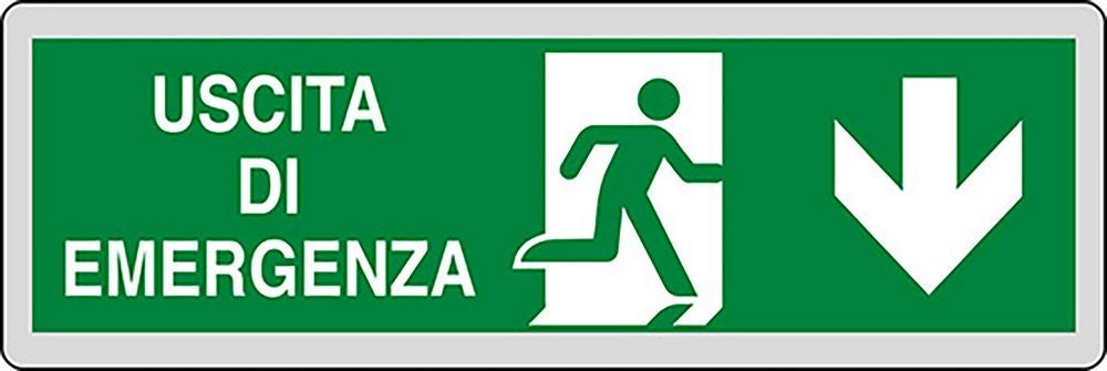Adesivo segnaletico Uscita d'Emergenza freccia in basso 15CMx5CM