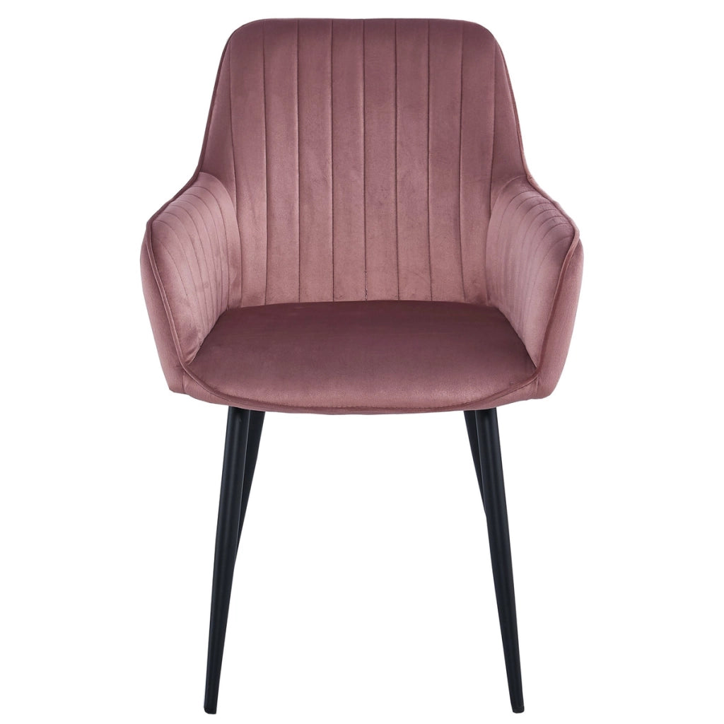 Set di 2 sedie Solden in velluto rosa con gambe nere