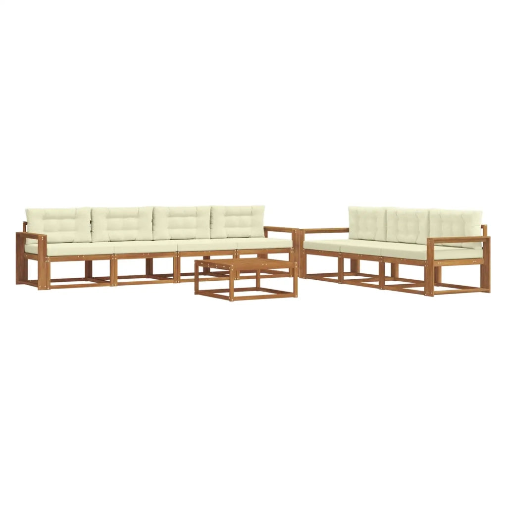 Set di divani da esterno con cuscino 8 pcs Naturale e Crema