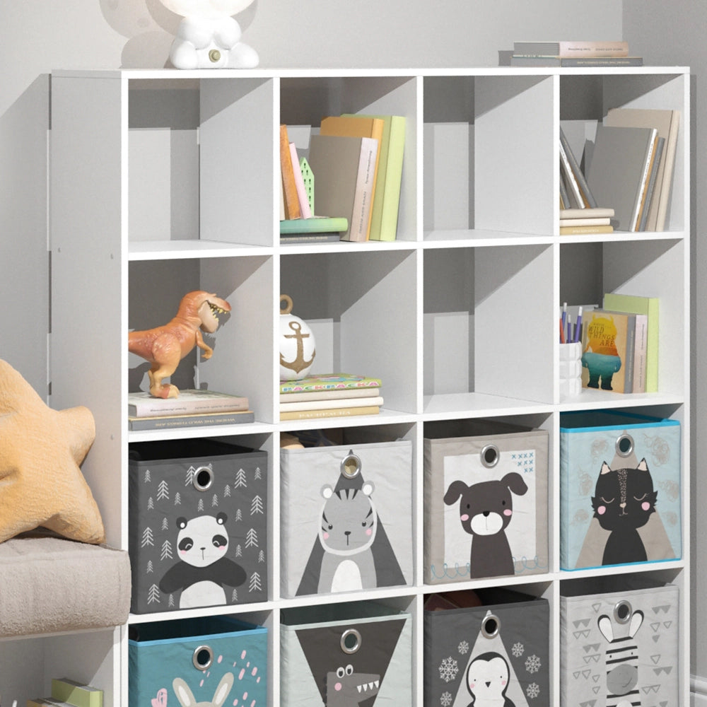 Vicco Libreria bambini Bianco 138.5 x 142.5 cm con 8 scatole pieghevoli