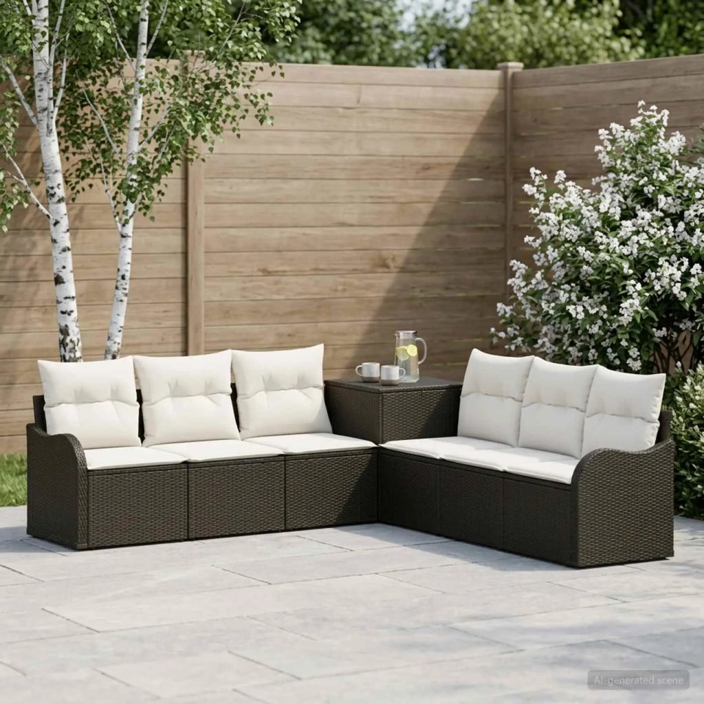 Set di divani 7 pz Nero e Bianco Crema 3448675