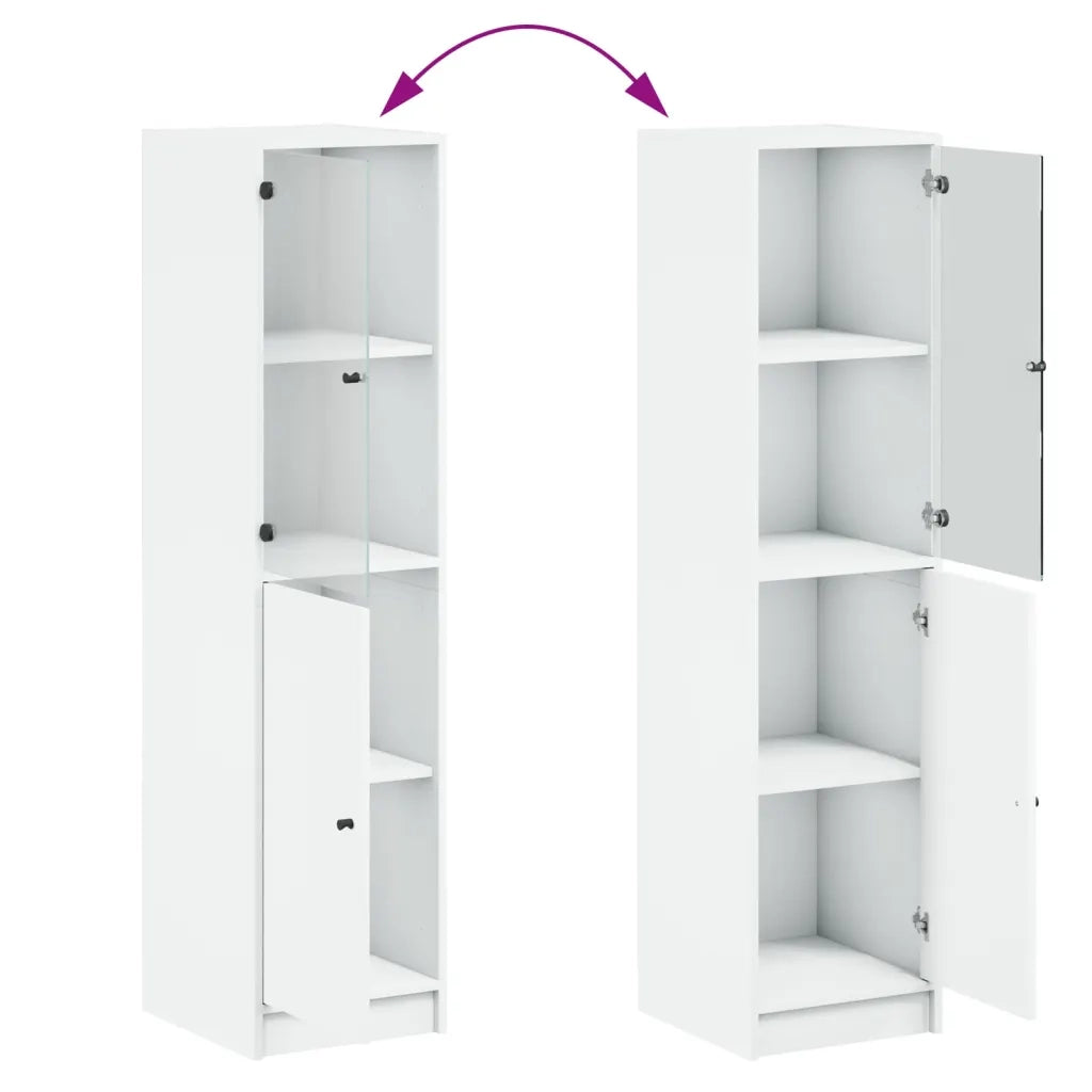 Credenza con Anta-Buffet-Armadio da cucina in Vetro Bianca 35x37x142 cm