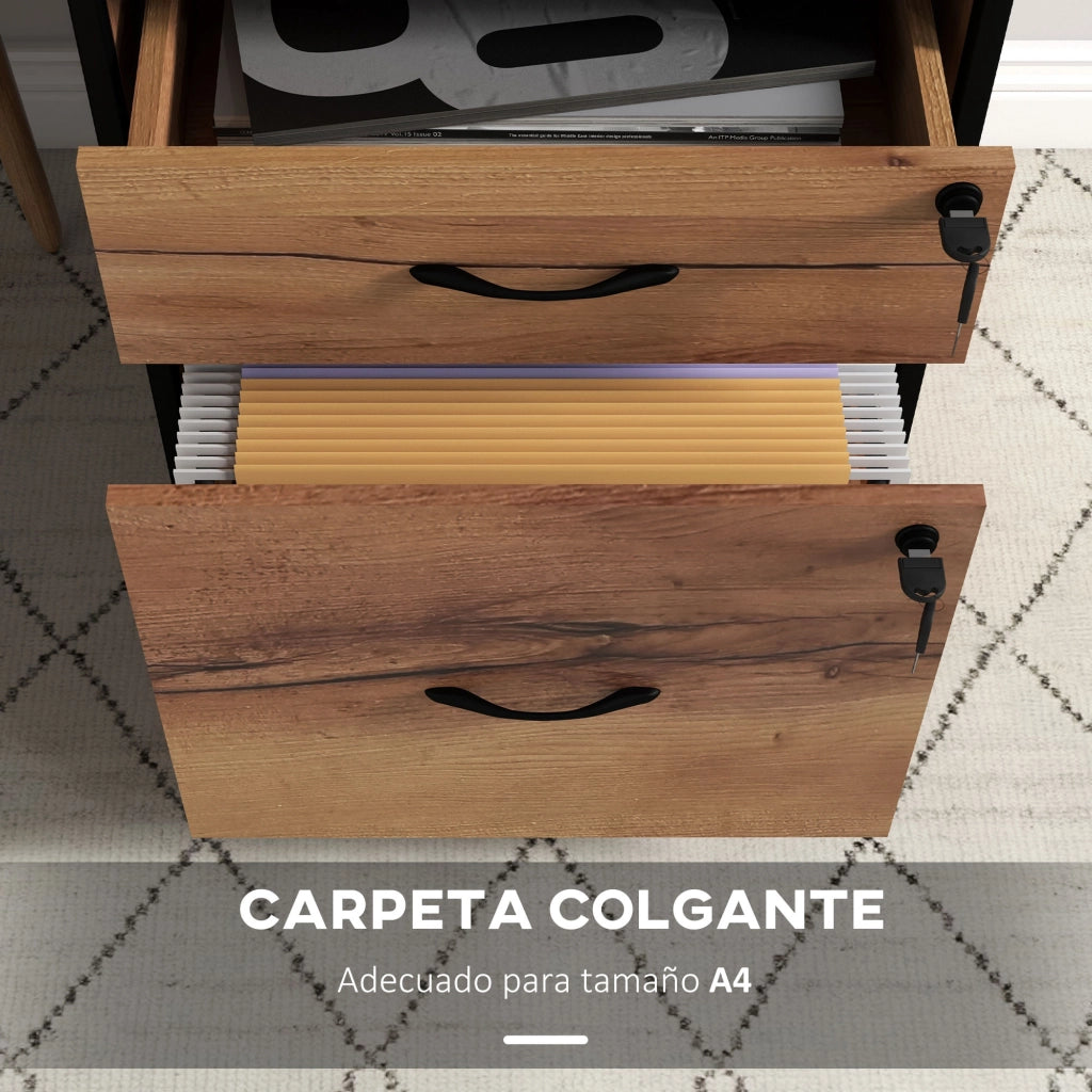 Scrivania con cassetti e ruote ¨C Zephmum ¨C 44x40x66,5 cm Marrone