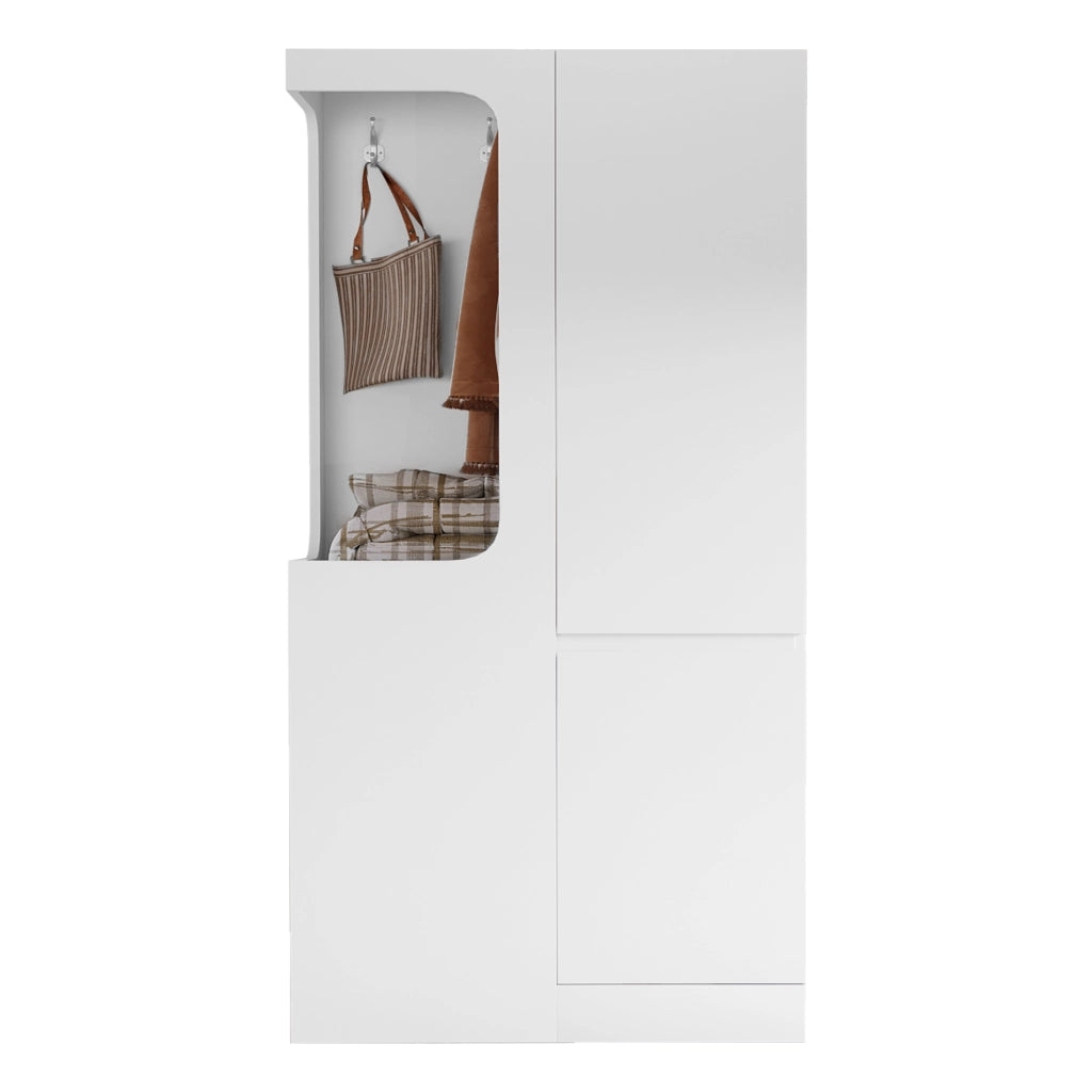 Armadio con 1 anta, 4 cassetti e vano appendiabiti aperto, per camera da letto, in legno, bianco, 70 × 40 × 170 cm