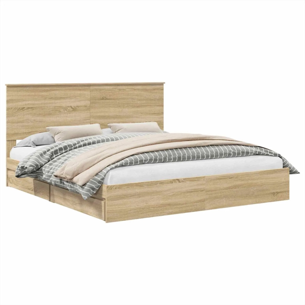 Letto con Contenitore con testiera Rovere Sonoma 180 x 200 cm 3411182