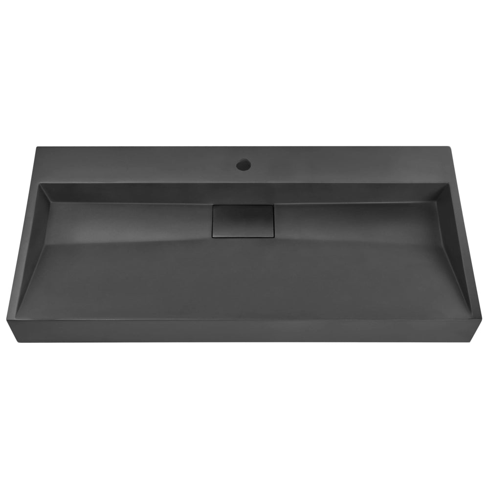 Lavabo bagno classico rettangolare in ceramica finitura lucida 100 x 46 cm nero Lavello da bagno rettangolare