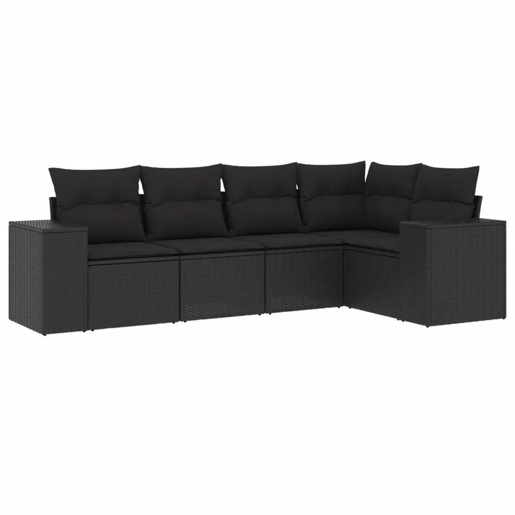 Set Divani da Giardino 5 pz con Cuscini in Polyrattan Nero 3254862