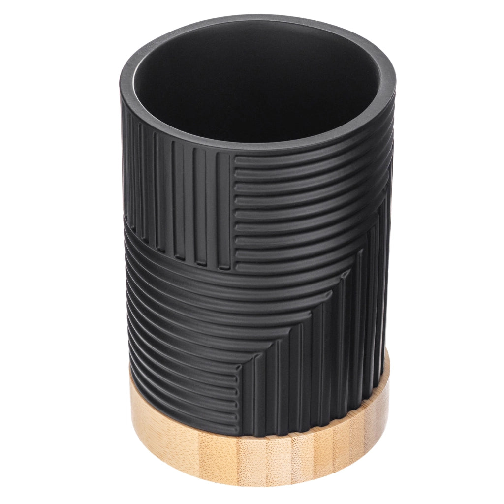 Set da bagno KADAX con dispenser di sapone liquido e bicchiere da bagno nero