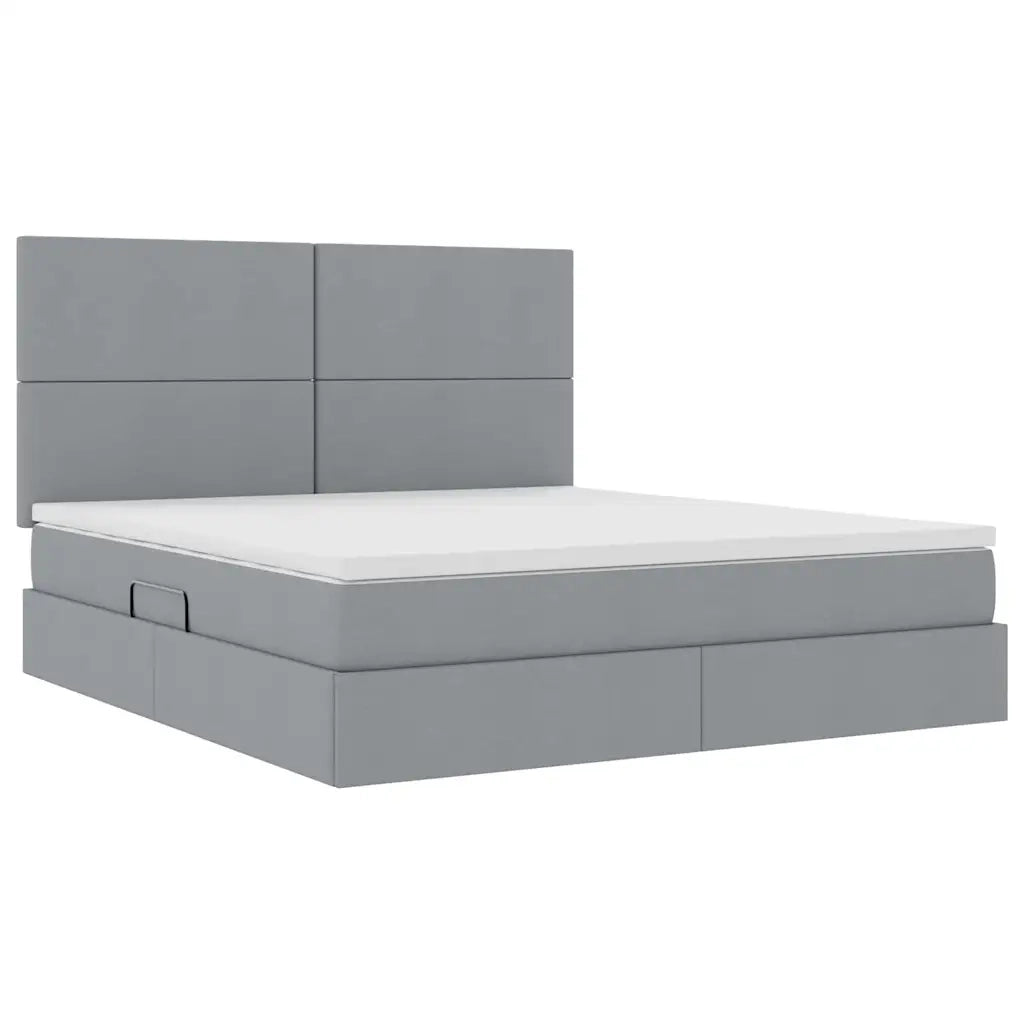 Letto con contenitore e LED con led Grigio chiaro 160 x 200 cm