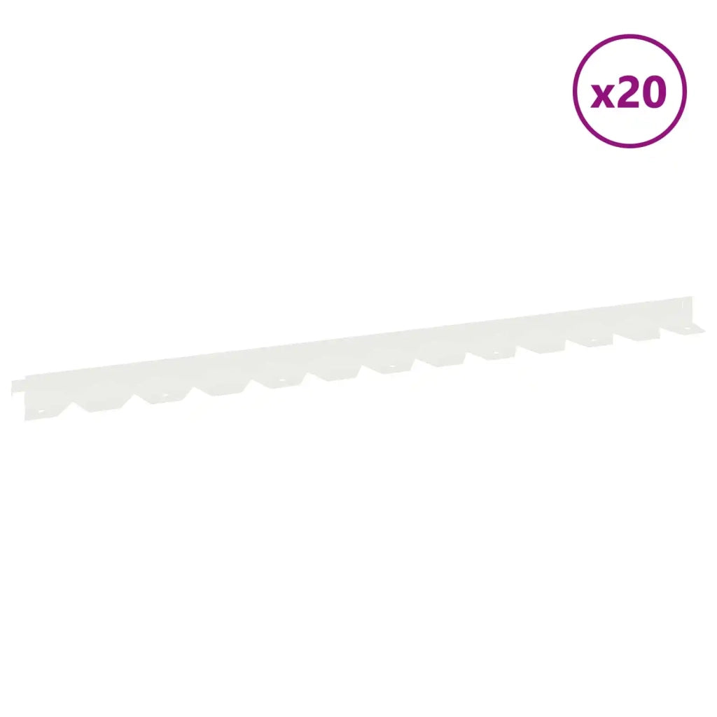 Bordura per Prato 20 pcs 102 x 4 x 4 cm Acciaio Bianco 8008719