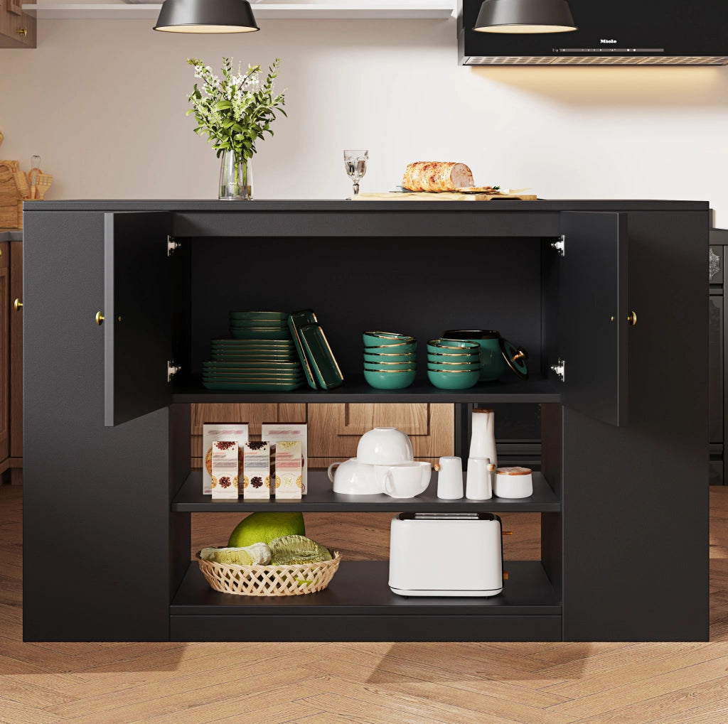 Isola da cucina 40x140 cm; piano ribaltabile; MDF; nero