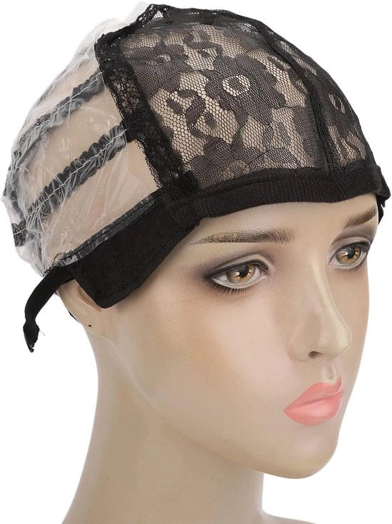 Set di 3 Cappucci in Tessuto Mesh Elastico in Nero - Cinture Adattabili - Nylon - Accessorio di Trucco per Cosplay - Respirante e Resiliente - Adatto per Copertura di Finta Capigliatura