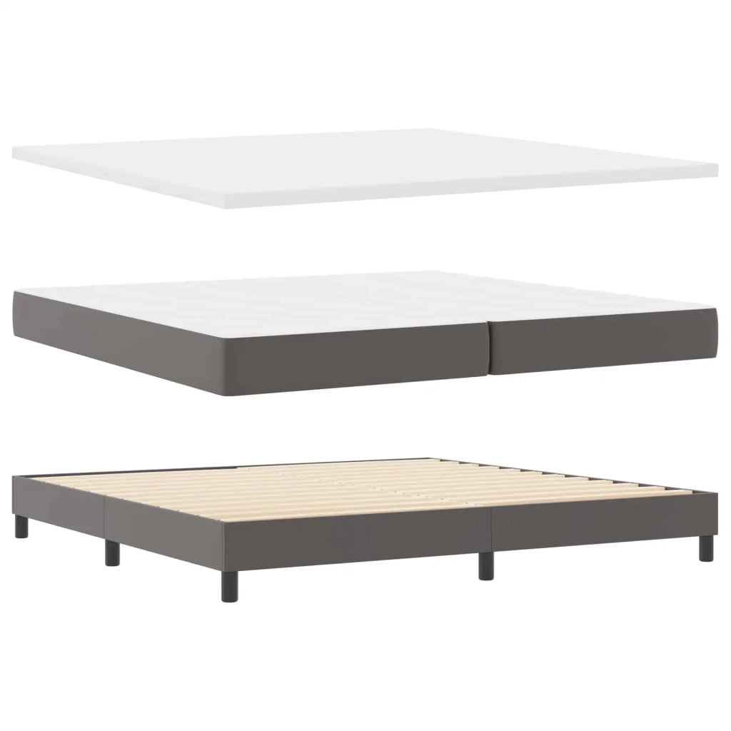 Letto a molle con materasso Grigio 200 x 200 cm Pelle sintetica 3339066