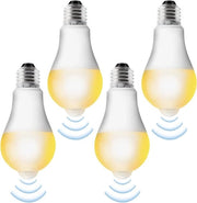 4 pezzi di lampada a LED E27 con sensore di movimento - sensore di luce a temperatura calda - 15 W - garage a metà - sensore di movimento PIR - lampada a risparmio E27 - 3000 K.