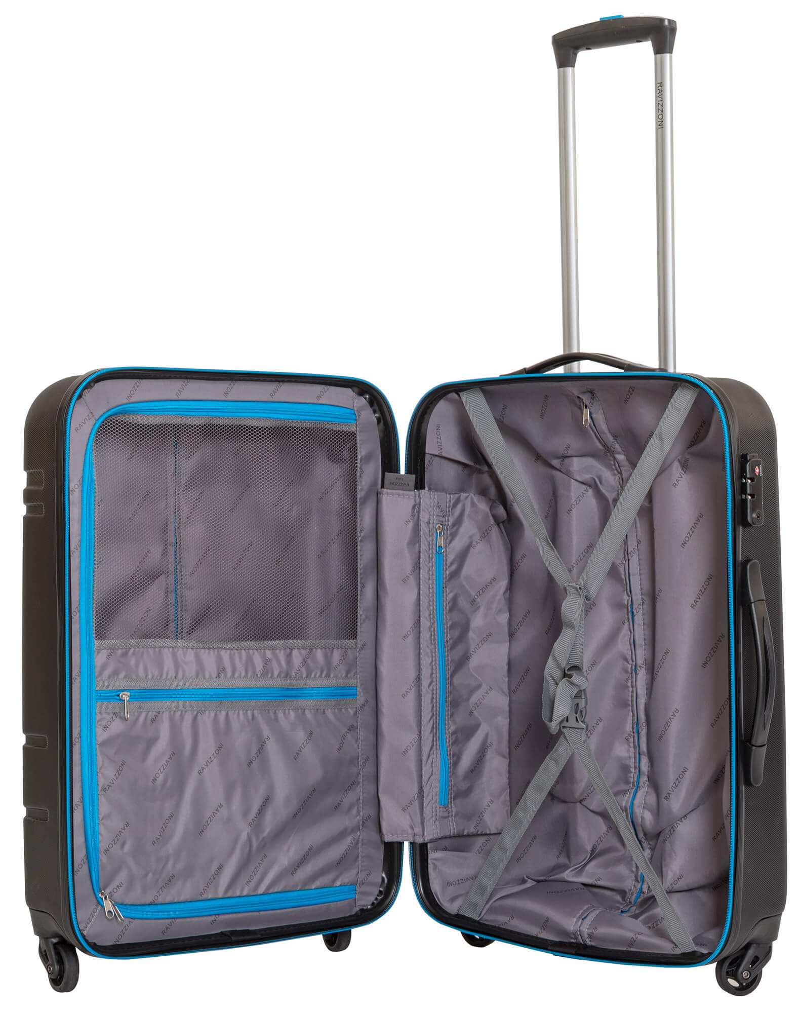 Set 3 Valigie Trolley Rigide in ABS 4 Ruote TSA Ravizzoni Sangria Blu