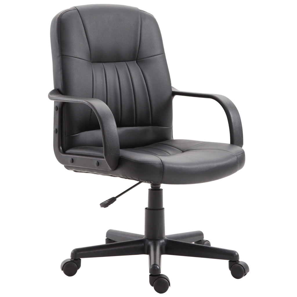 EasyComfort Sedia da Ufficio Ergonomica e Girevole, Poltrona da Ufficio con Altezza Regolabile in Similpelle 60x60x94-103cm Nero