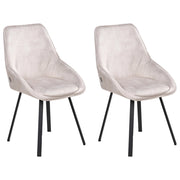Set di 2 sedie da pranzo in velluto beige chiaro con gambe in ferro nero girevoli a 180° moderne sedie imbottite