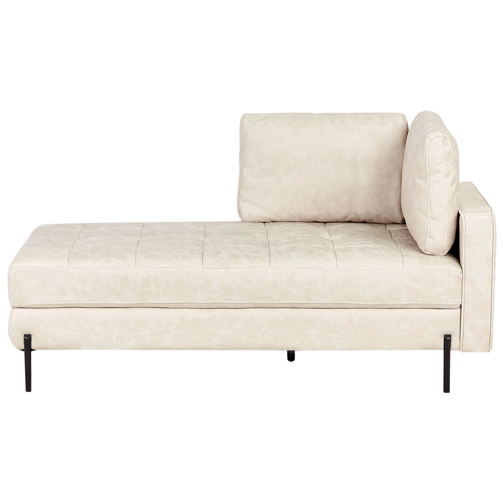 Chaise longue in ecopelle con inserti beige chiaro lato destro stile moderno tradizionale