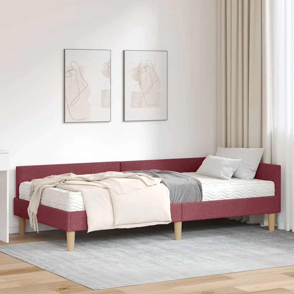 Struttura Letto Angolare con Materasso 2 pz-Giroletto con materasso Grigio Tessuto 877206