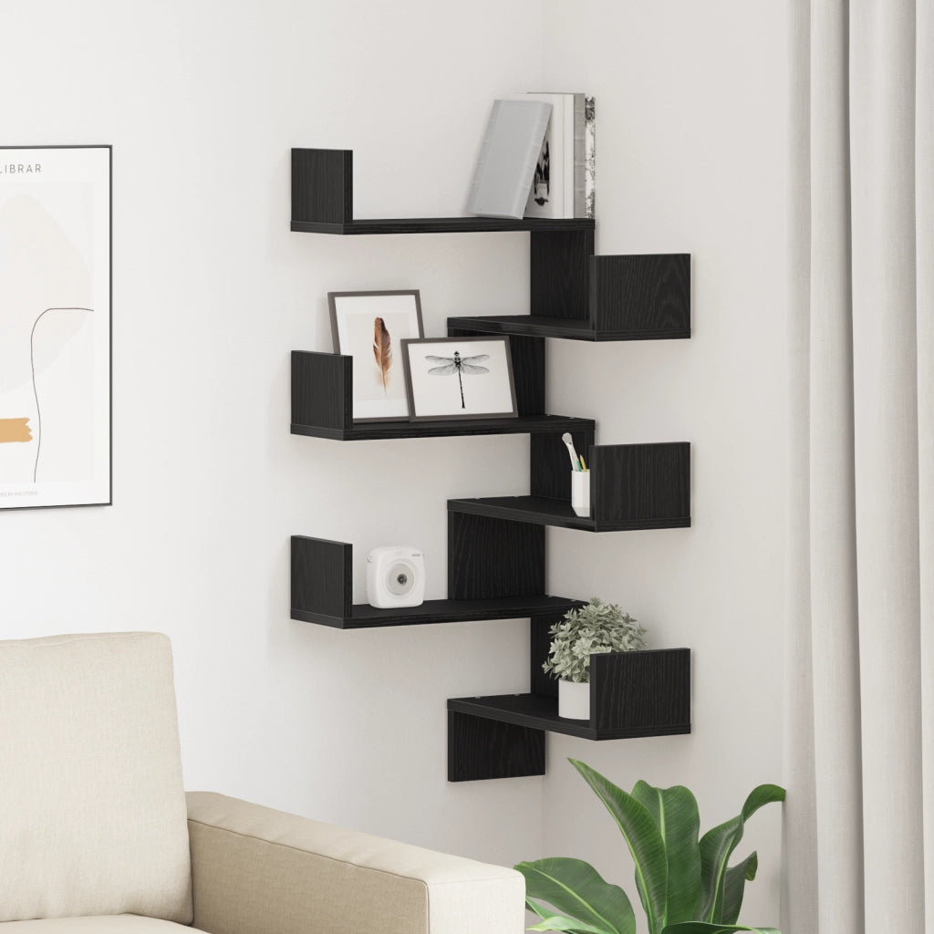 Mensole  2 pz Nero Rovere 40x40x49,5 cm Legno ingegnerizzato