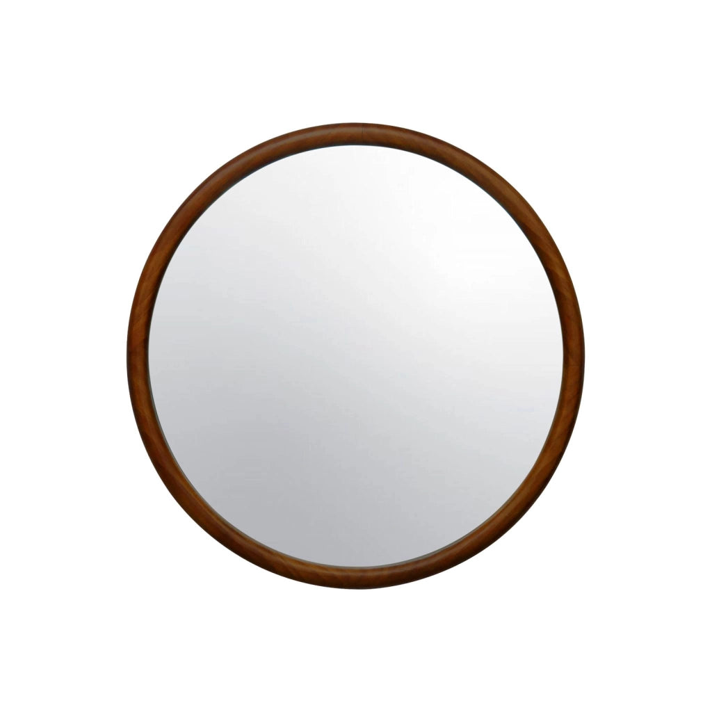 Specchio rotondo in legno di pino, 60cm, marrone