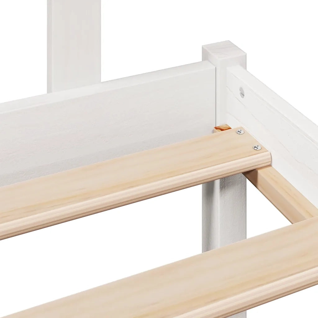 Letto Libreria senza Materasso-Struttura Letto con contenitore Bianco 140x200 cm Legno di Pino 571305