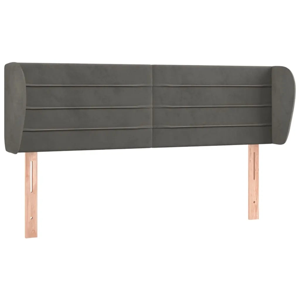 Testiera ad Orecchio-Testata con Orecchie Grigio Scuro 147x23x78/88 cm in Velluto 594279