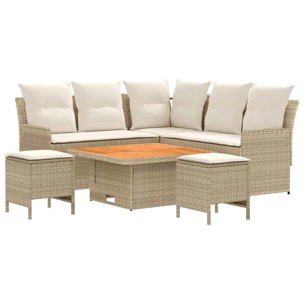 Set di Mobili con cuscino 6 pcs Beige e Crema Rattan in PE