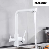 FELIX| Rubinetto per acqua potabile premium a 3 vie bianco opaco | miscelatore da cucina ad osmosi in acciaio inossidabile|Filtro 3 connessioni gastro