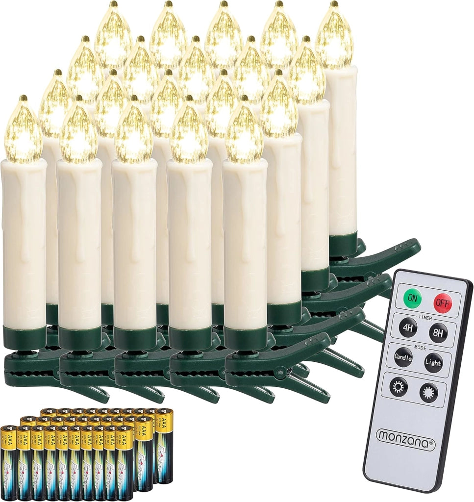 ® Set 30 Candele a LED Albero di Natale Multicolore Batteria Wireless con Timer e Telecomando Lucine Natalizie