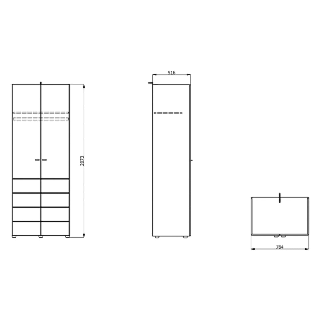 Armadio Camera da Letto Pomar, Guardaroba 2 Ante Appendiabiti, 79x208h cm Marrone Rovere Nodi