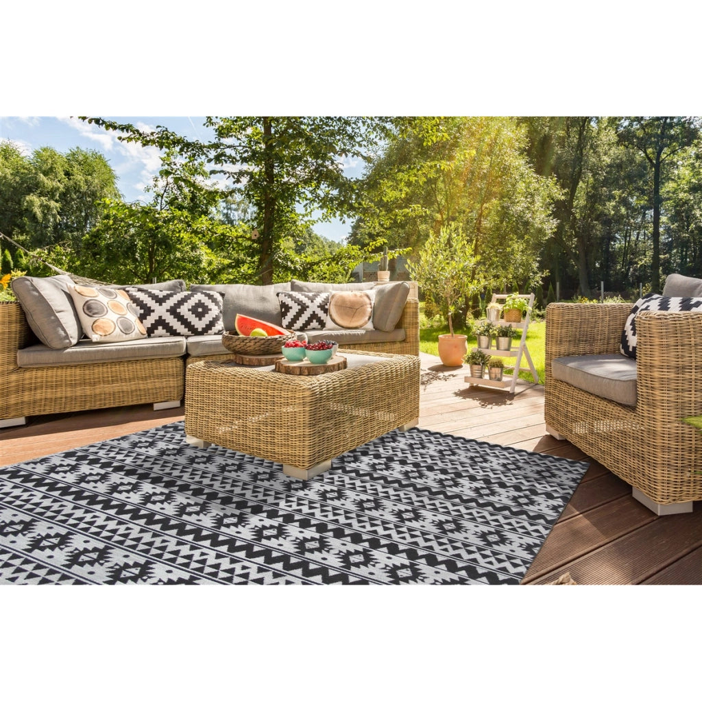 Tappeto Sunny 200 in poliestere nero e grigio