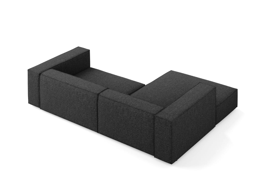 Cosmopolitan Design - Divano angolare sinistro "Arendal" 3 posti in ciniglia nero 