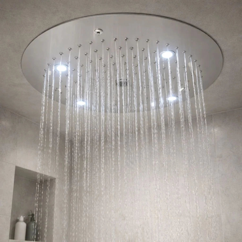 Soffione doccia led a soffitto installazione da incasso acciaio inox tondo