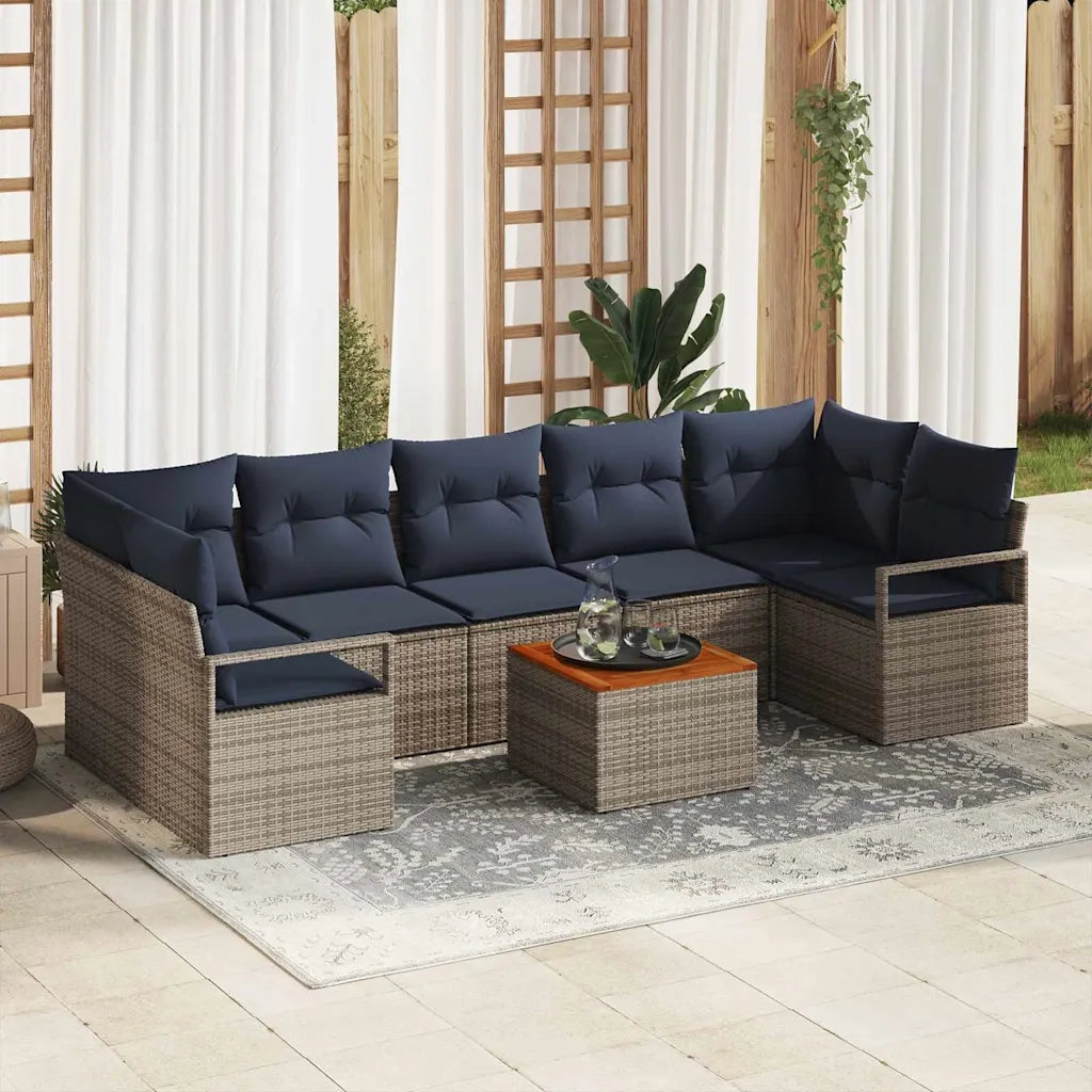 Set Divano da Giardino con cuscino 8 pcs Grigio polyrattan 3347675