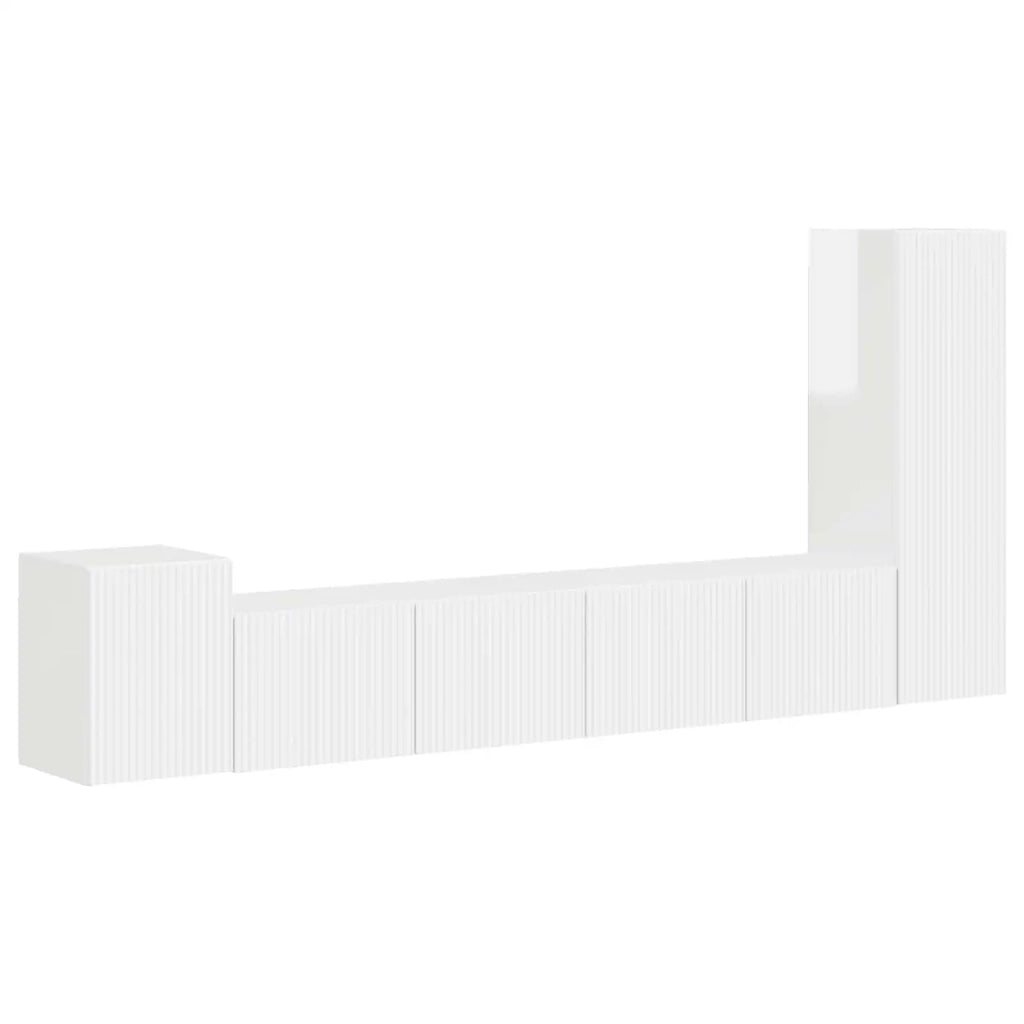 Set mobile TV 3 pcs Bianco Lucido Legno multistrato 3409019
