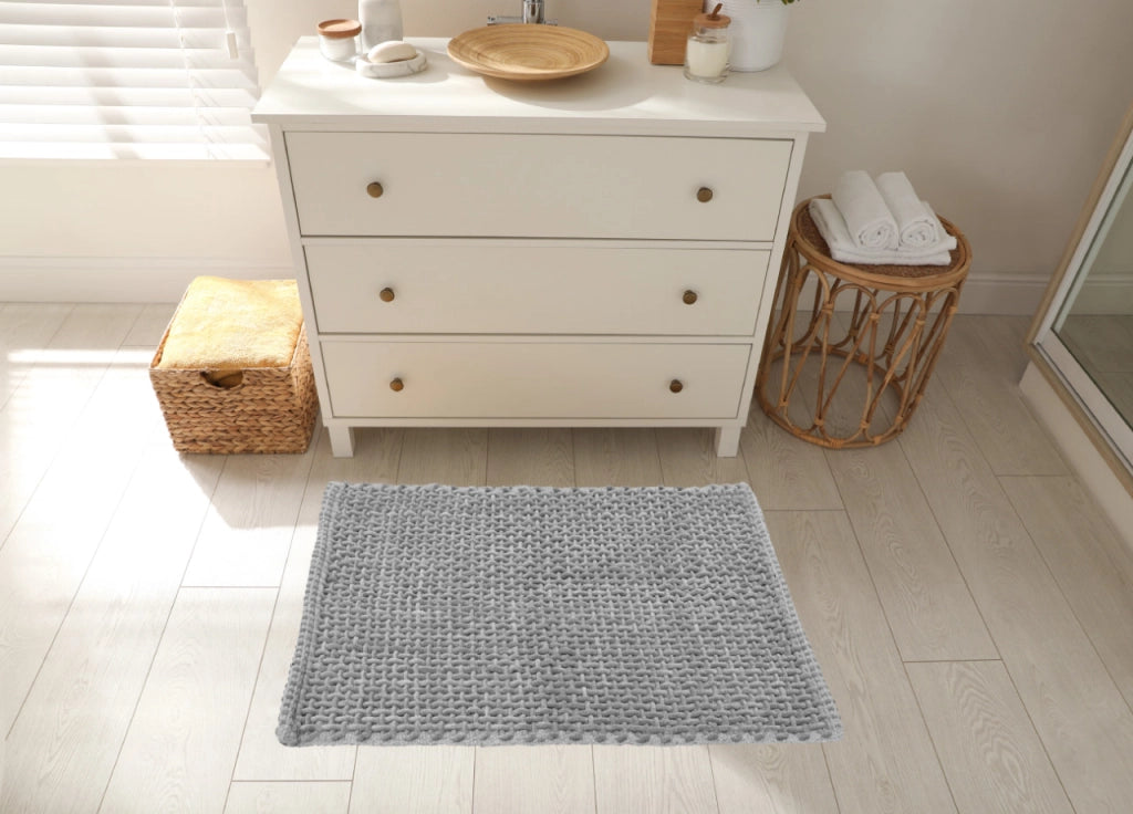Tappeto Bagno Doccia Antiscivolo In Microfibra Super Assorbente Osaka - 50x80 - Grigio