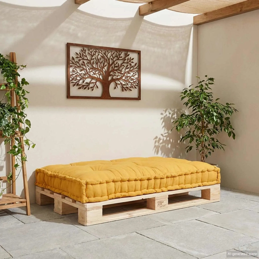 Cuscino per sedie | Cuscino per Divano Pallet Giallo 120 x 80 x 12 cm Tessuto