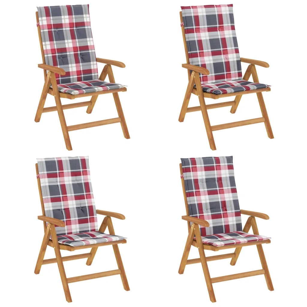 Sedie da Giardino Reclinabili con Cuscini 4 pz in Legno di Teak 3196476