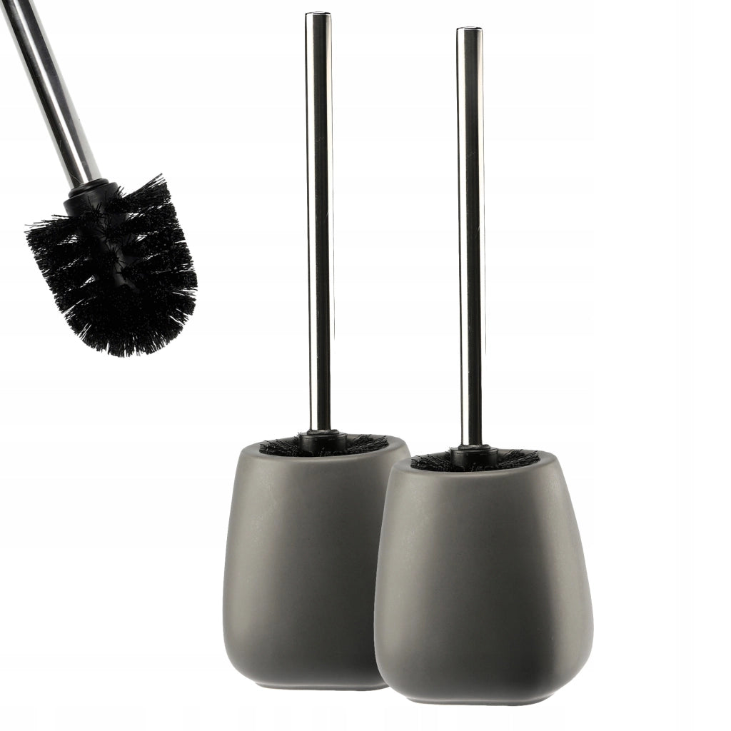 Set di 2 scopini per WC KADAX in ceramica grigia per bagno