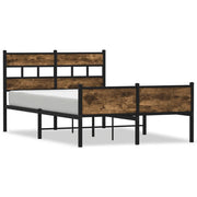Letto matrimoniale | Letto per adulti | Giroletto senza Materasso Rovere Fumo 120x190 cm in Truciolato