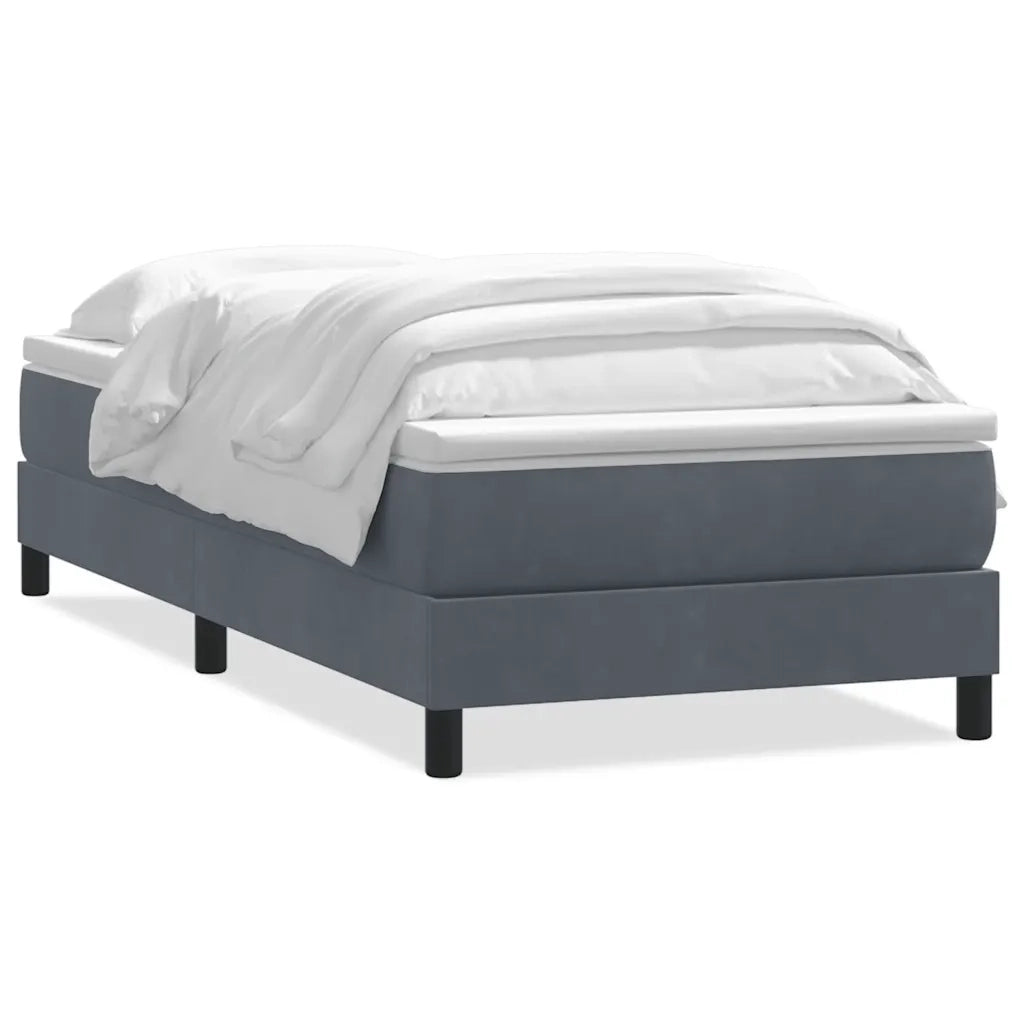 Giroletto a Molle con Materasso Grigio Scuro 90x220 cm Velluto