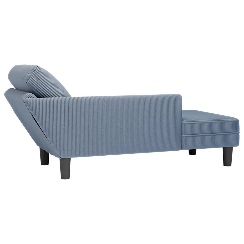 vidaXL Sdraio con Cuscino Destro in Velluto a Coste Blu