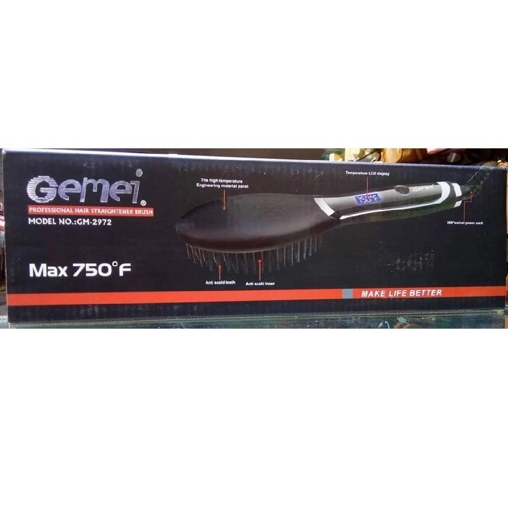 Trade Shop - Spazzola Per Capelli Professionale Elettrica Pettine Display Lcd Lisci Gm-2972 -